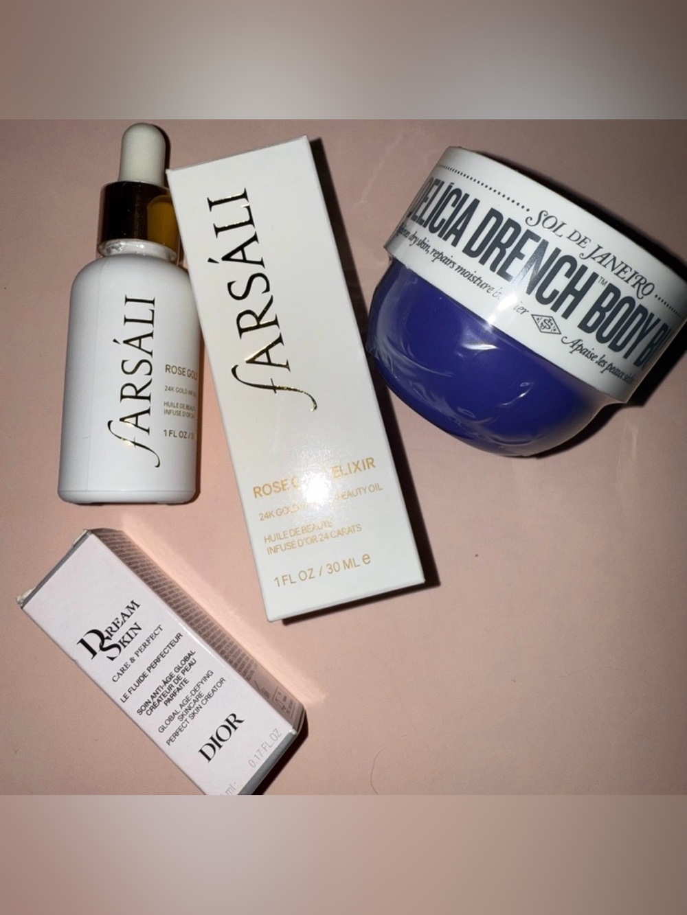 Dior, Farsali Rose Gold Elixir 24k Gold Oil & Sol De Janeiro Delicia Drench